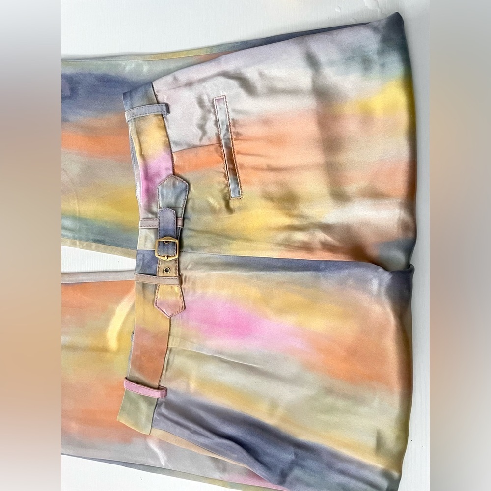 Sies Marjan Willa Printed Satin Cropped Pant Rainbow Watercolor 6 iridescent - Picture 3 of 14